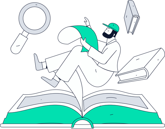 Man reading book for exam preparation  Illustration