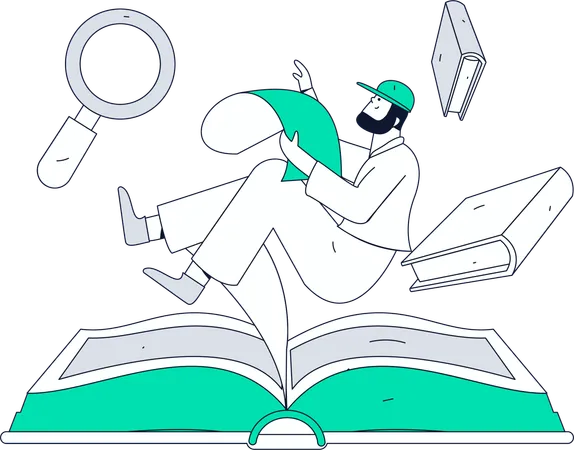 Man reading book for exam preparation  Illustration