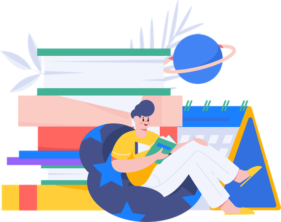 Man Reading Book  Illustration