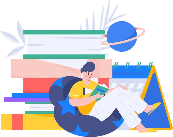 Man Reading Book  Illustration