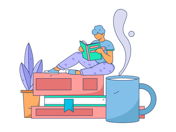 Man Reading Book  Illustration