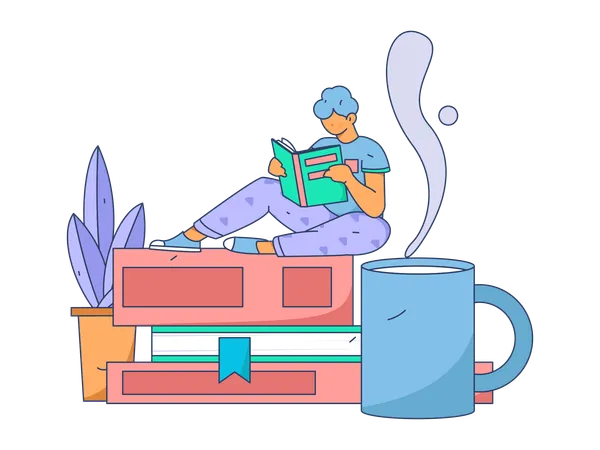 Man Reading Book  Illustration