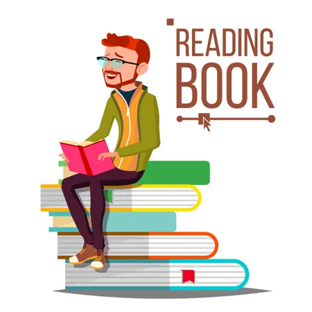 Man Reading Book  Illustration