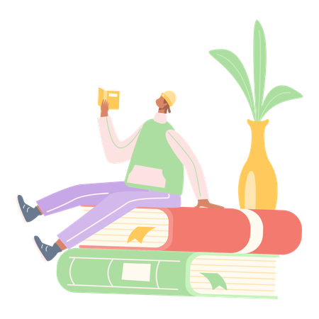 Man Reading Book  Illustration