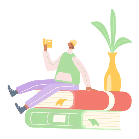 Man Reading Book  Illustration