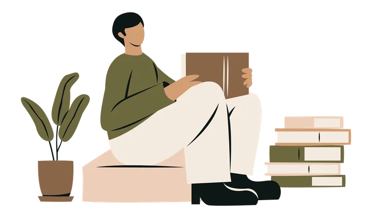 Man Reading  Book  Illustration