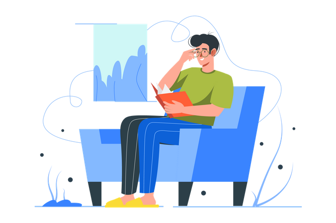 Man Reading Book  Illustration