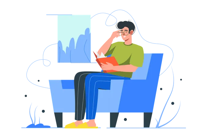 Man Reading Book  Illustration