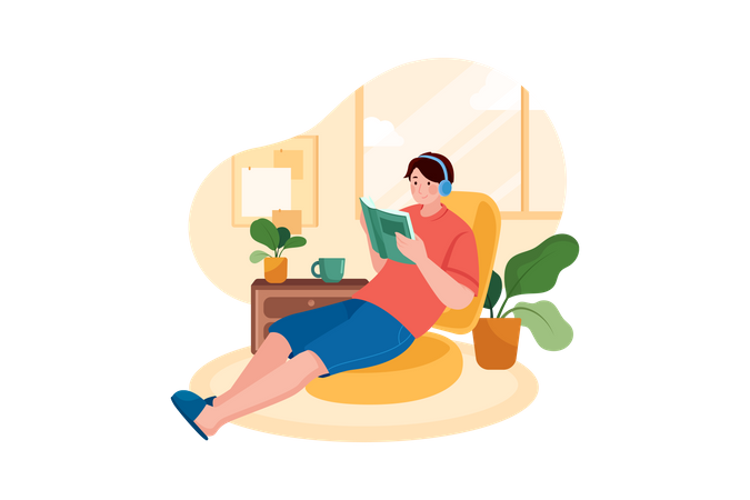 Man reading book  Illustration