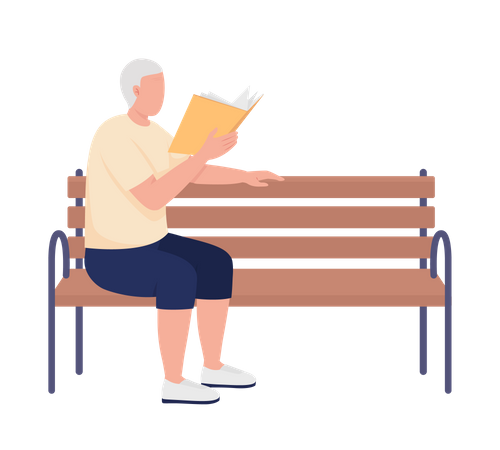 Man reading book in park Illustration