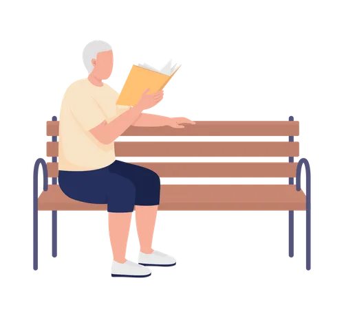 Man reading book in park Illustration