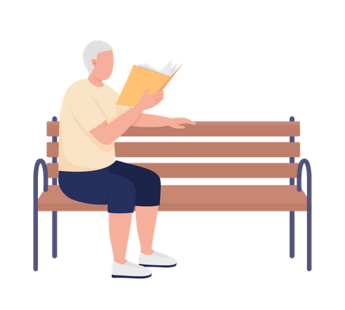 Man reading book in park  Illustration