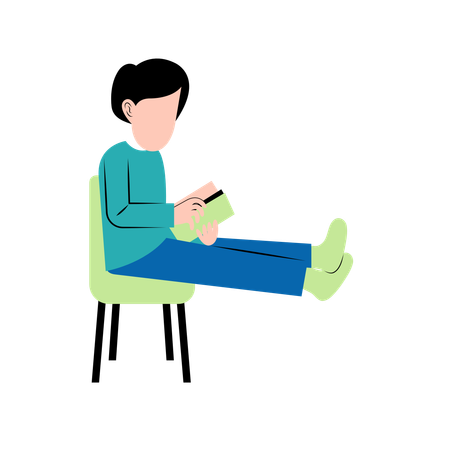 Man Reading Book On Chair  Illustration