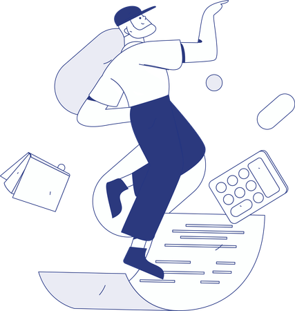 Man reading book while getting mail  Illustration