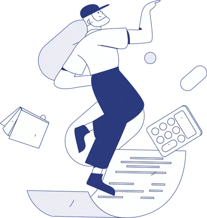Man reading book while getting mail  Illustration