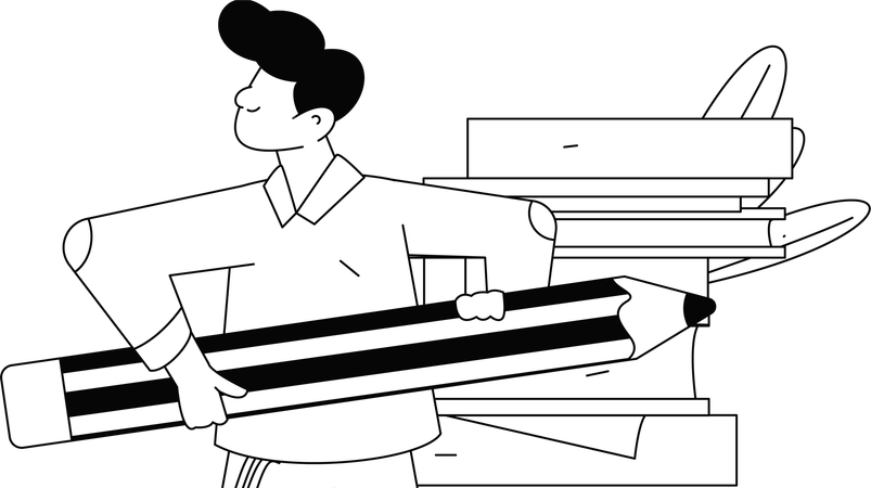Man reading book with proper concentration  Illustration
