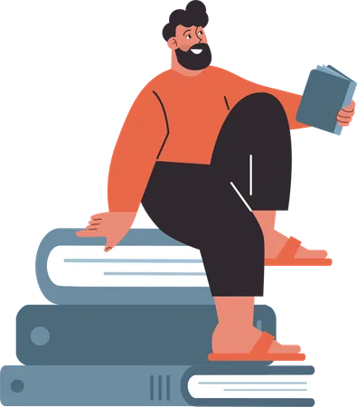 Man reading business book  Illustration