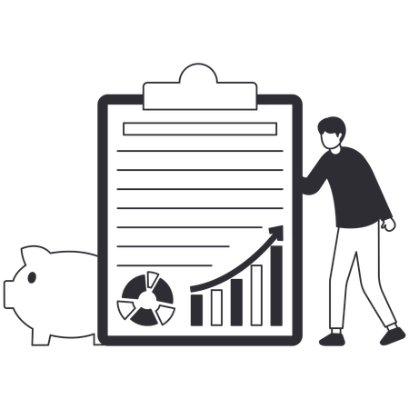 Man reading business financial Statement  Illustration