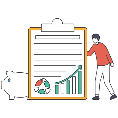 Man reading business financial Statement  Illustration