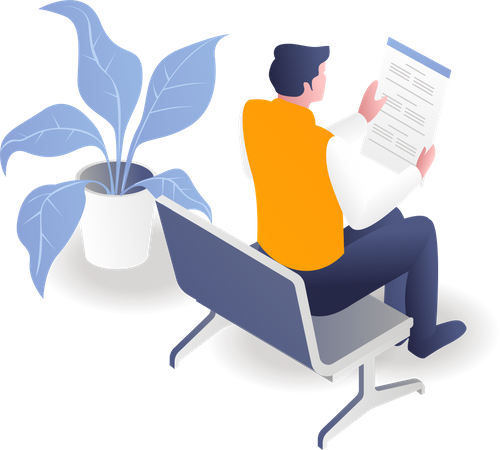 Man reading business report  Illustration