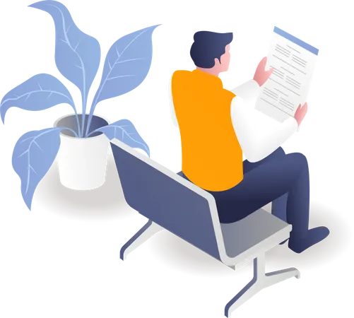 Man reading business report  Illustration