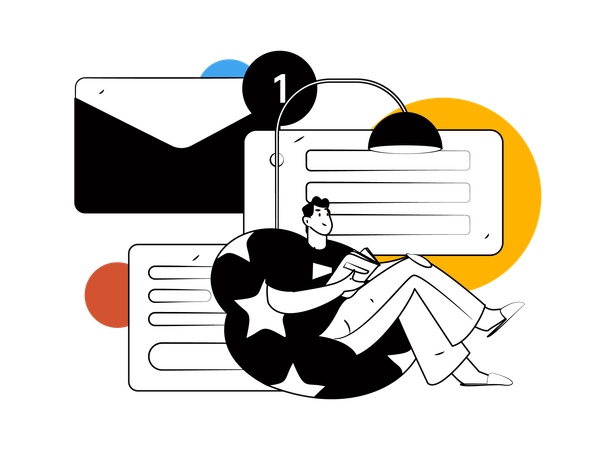 Man reading business report  Illustration