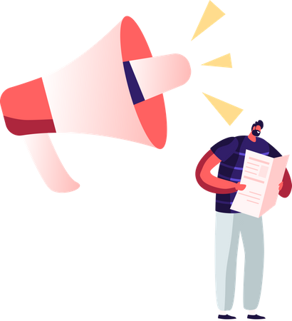 Man reading fake news on newspaper  Illustration