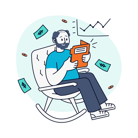 Man Reading Financial Reports  Illustration