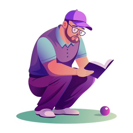 Man Reading golf guide  Illustration