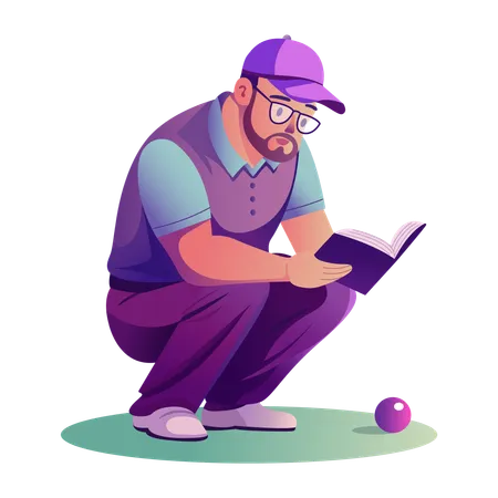 Man Reading golf guide  Illustration