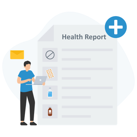 Man reading health report  Illustration