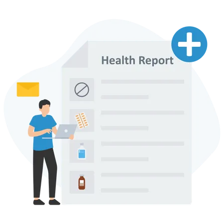 Man reading health report  Illustration