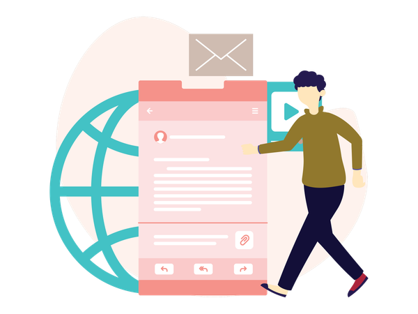 Man reading Information  Illustration