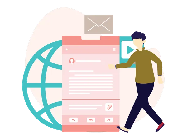Man reading Information  Illustration