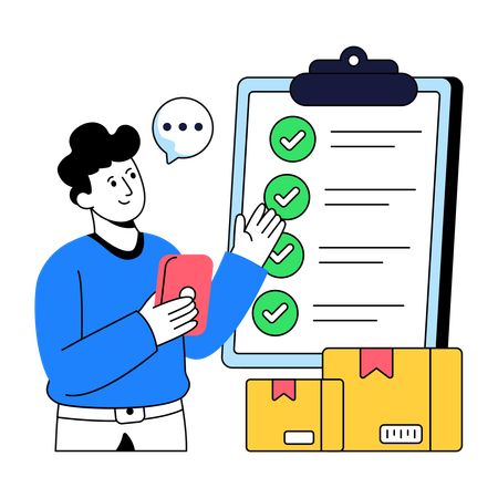 Man reading Logistic List  Illustration