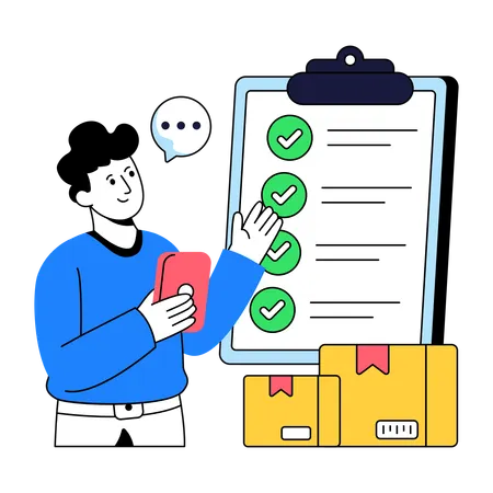 Man reading Logistic List  Illustration