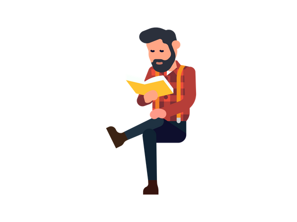 Man reading magazine Illustration