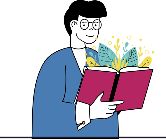 Man reading mental health book  Illustration