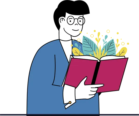 Man reading mental health book  Illustration