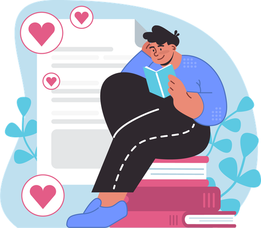 Man reading Mindful gratitude journaling  Illustration