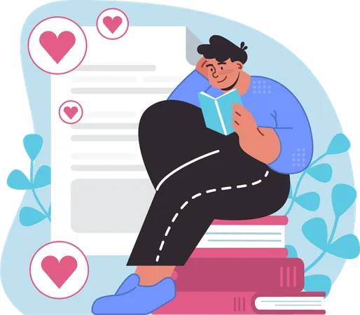 Man reading Mindful gratitude journaling  Illustration