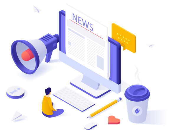 Man reading news online  Illustration
