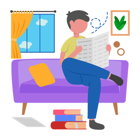 Man Reading newspaper  Illustration