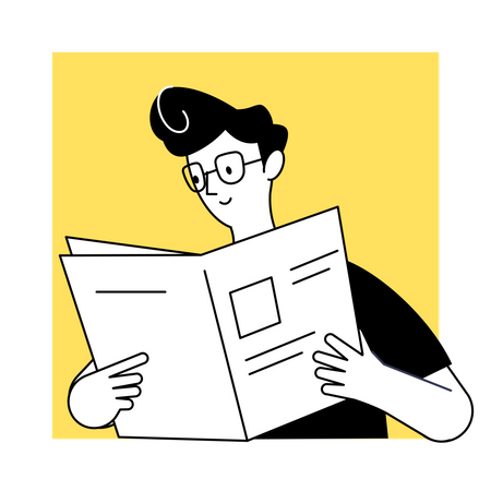 Man reading newspaper  Illustration