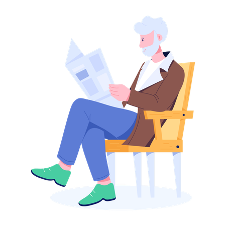 Man Reading Newspaper  Illustration