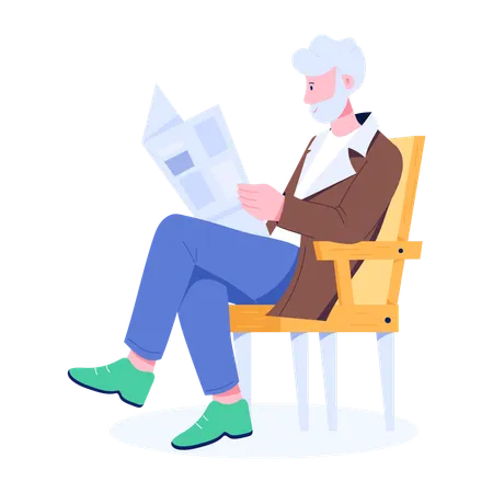 Man Reading Newspaper  Illustration