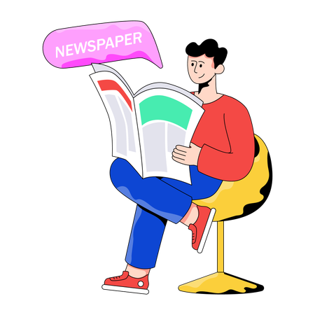 Man Reading Newspaper  Illustration