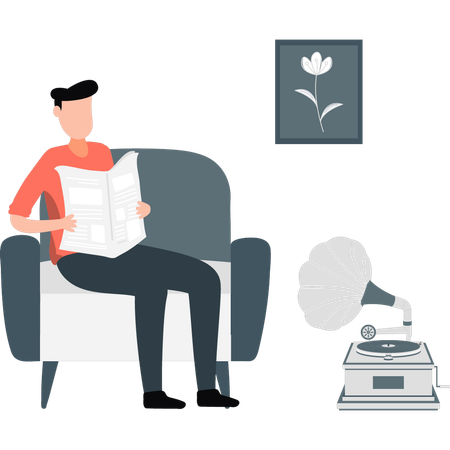 Man reading newspaper  Illustration