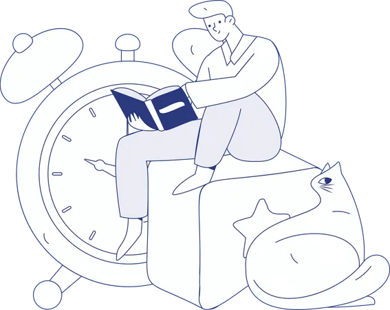 Man Reading Novel  Illustration