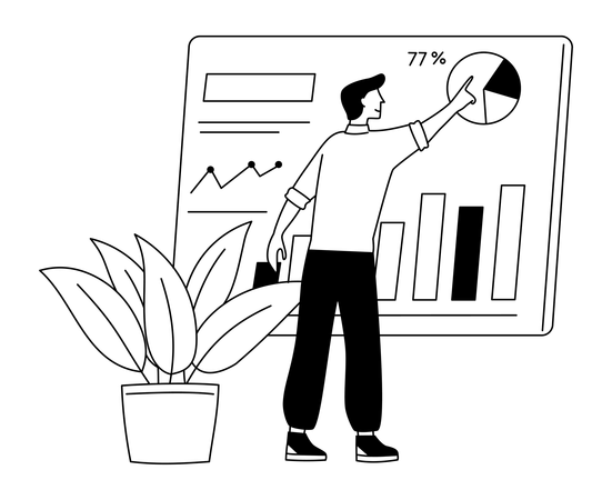 Man Reading Performance Graph  Illustration
